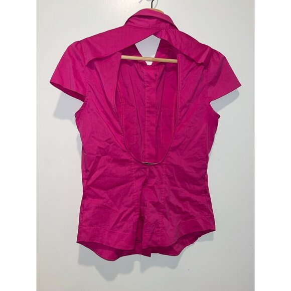 Y2K Joseph Ribkoff Womens Pink Short Sleeve Button-Up Blouse Size 8 - Picture 3 of 8